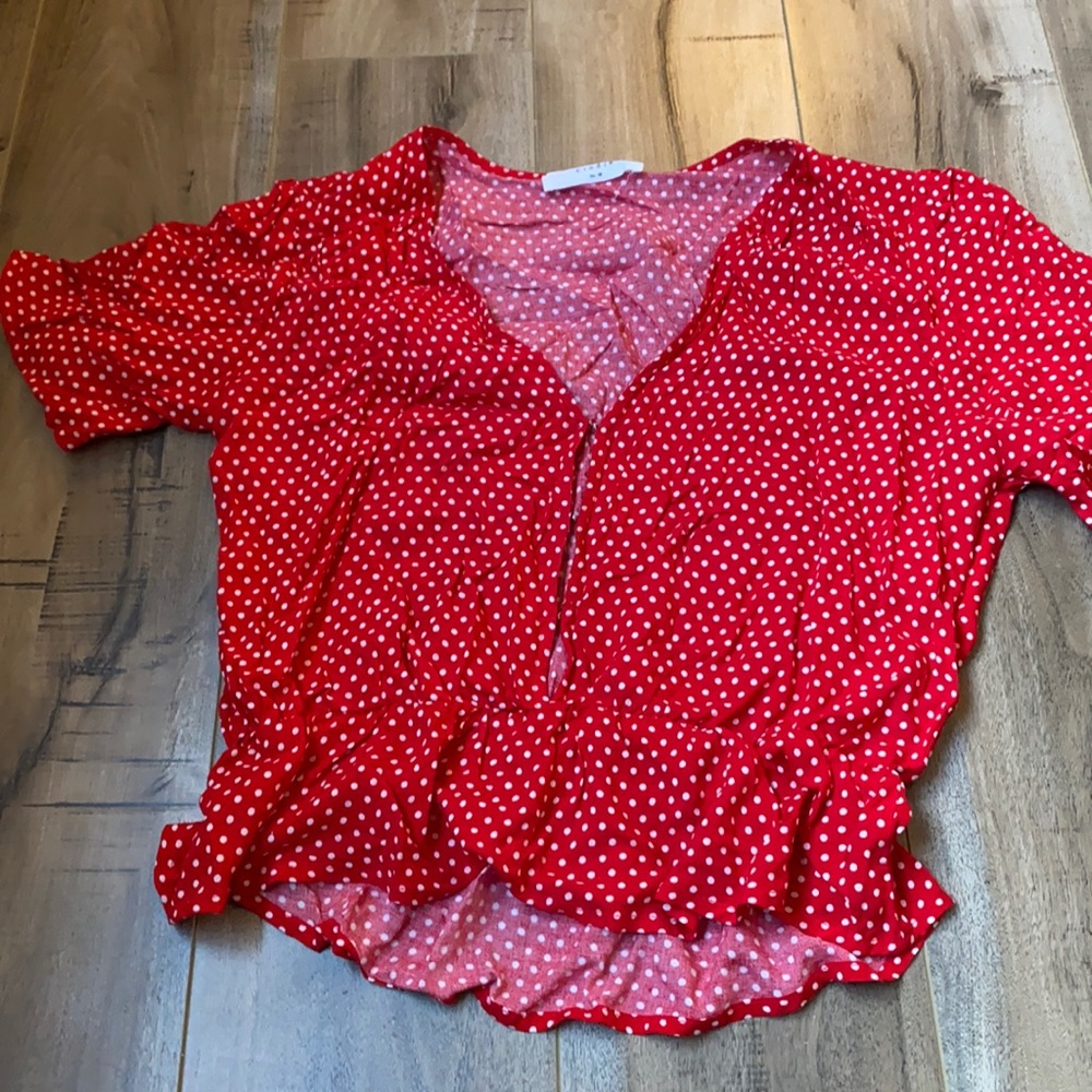 V Neck polka dot blouse